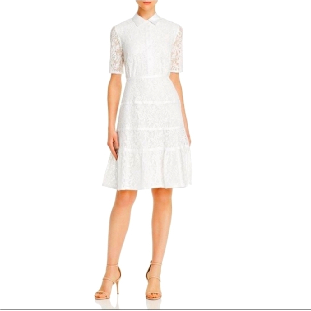 Nanette Lepore Preppy White Floral Lace Cotton Dress. Quiet Luxury. Size 8